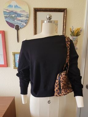 NWT Victoria's Secret Black Campus Fleece Off-the-Shoulder Sweatshirt